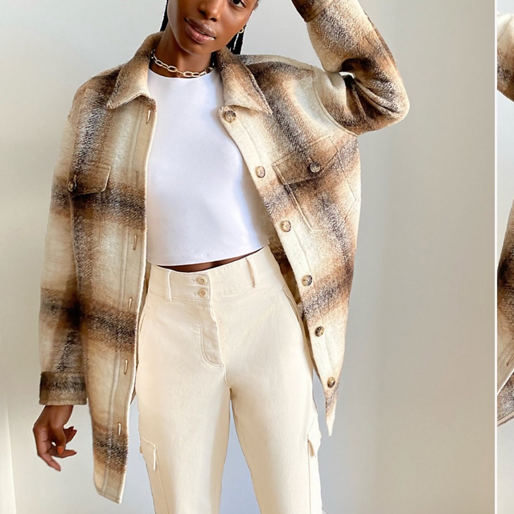 Plaid Tan and Brown Women's Jacket